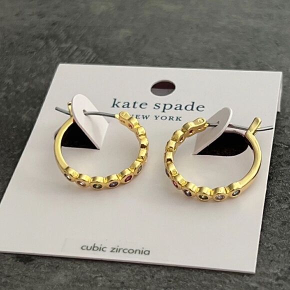 kate spade Jewelry - NWT Kate Spade colorful gold Huggies V1